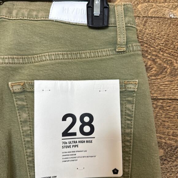 RE/DONE 70's Ultra High Rise Stove Pipe Jeans in Washed Sage Size 28 NWT - Picture 6 of 11